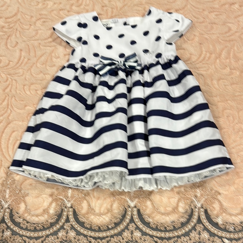 IDO Kids dress polka dots with stripe size 12-18m very worn once